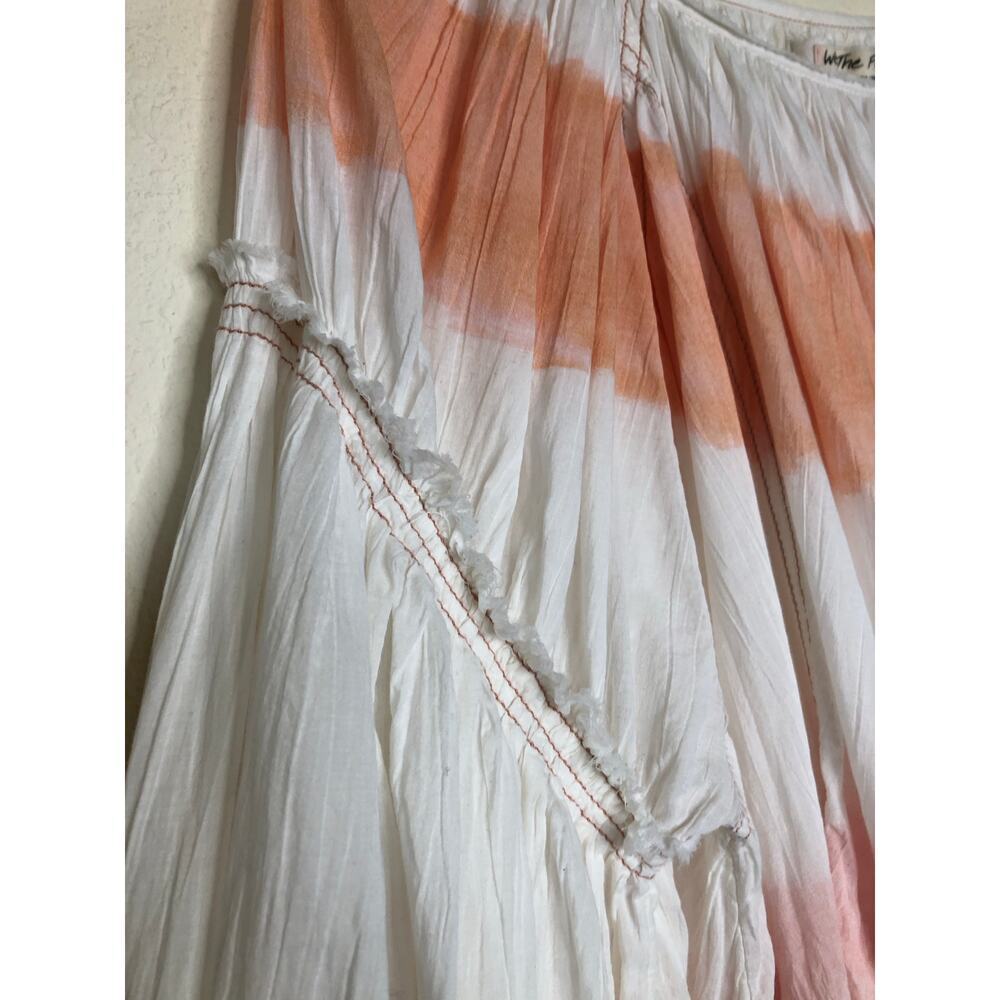 We The Free Sweet Stripe Orange and White Balloon Sleeve Boho Oversized Blouse - Picture 10 of 13